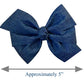 5" Denim Hair Bow French Clip Barrette Blue Jean Ponytail Holder for Girls Women