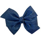 WD2U Girls 5" Denim Blue Jean Hair Bow French Clip Barrette
