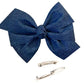WD2U Girls 5" Denim Blue Jean Hair Bow French Clip Barrette