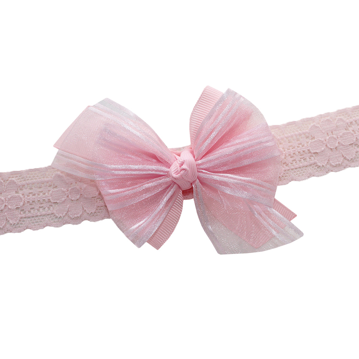 WD2U Baby Girls Precious Pink Organza Grosgrain 3" Hair Bow Infant Stretch Headband