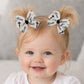 Baby Girl Set of 2 He is Risen Cross 3" Pigtail Hair Bows Alligator Clips