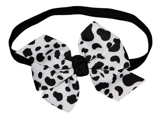 WD2U Baby Girls Infant 3" Farm Girl Holstein Moo Cow Hair Bow Stretch Headband