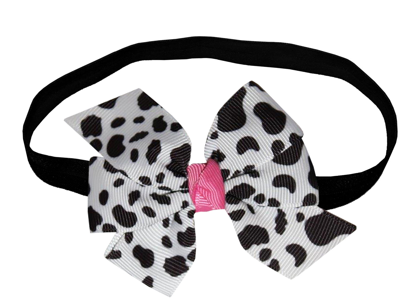 WD2U Baby Girls Infant 3" Farm Girl Holstein Moo Cow Hair Bow Stretch Headband