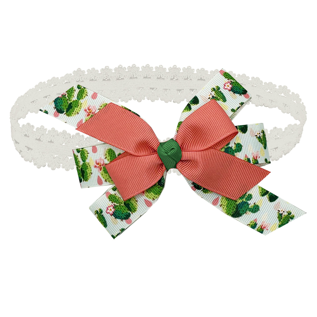 WD2U Baby Girls 4.5" Prickly Pear Cactus Hair Bow Stretch Headband