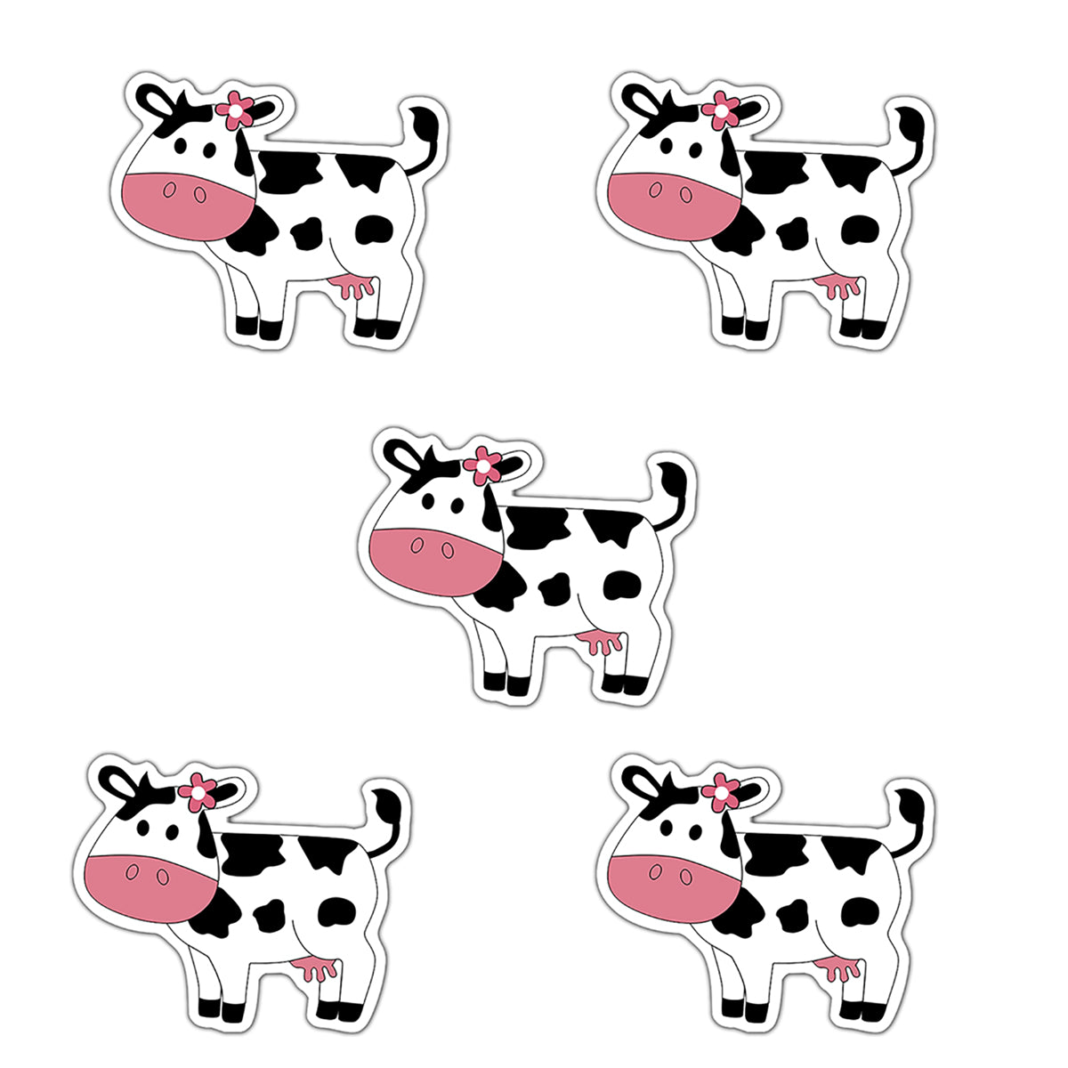 Set of 5 - Daisy Holstein Milk Cow Acrylic Resin Flatbacks DIY Hair Bows Crafts