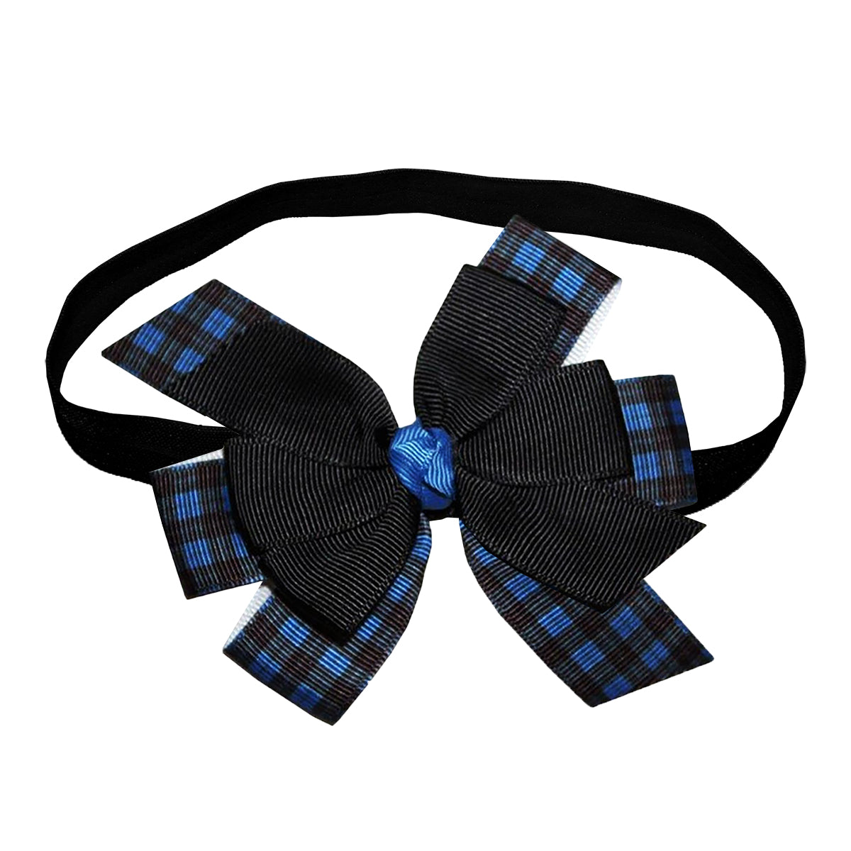 WD2U Baby Girls 4.5" Scottish Blue Tartan Plaid Woodland Hair Bow Stretch Headband