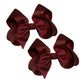 WD2U Girls Set of Two 4" Solid Grosgrain Pigtail Hair Bows French Clip Barrettes