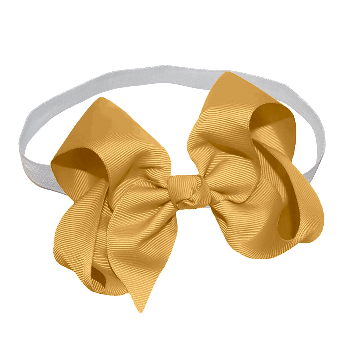 WD2U Girls 4" Solid Grosgrain Ribbon Boutique Hair Bow White Stretch Headband