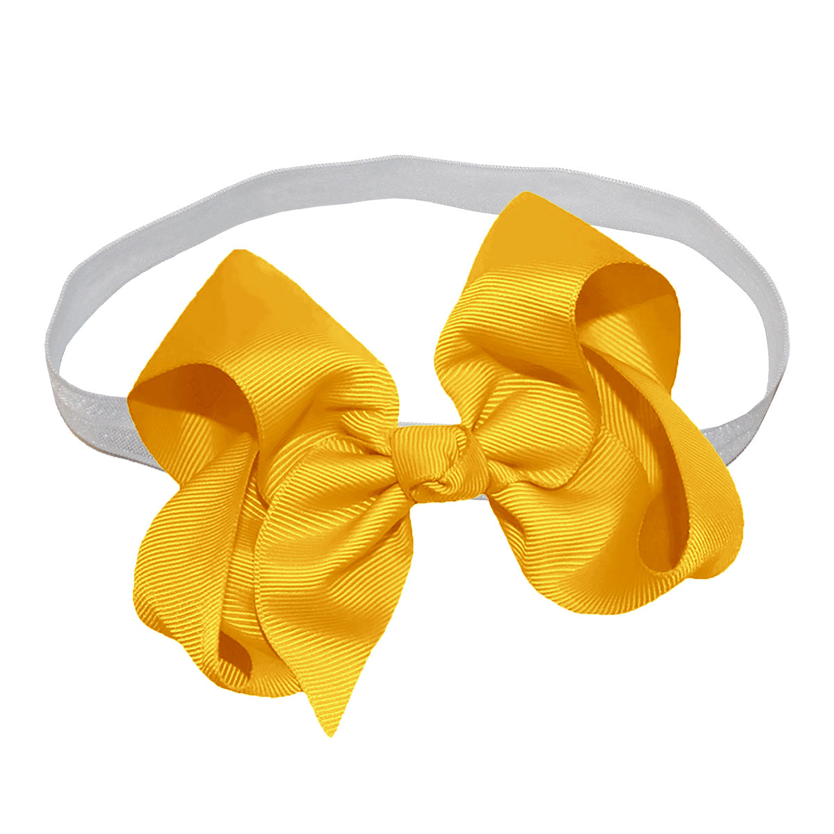 WD2U Girls 4" Solid Grosgrain Ribbon Boutique Hair Bow White Stretch Headband