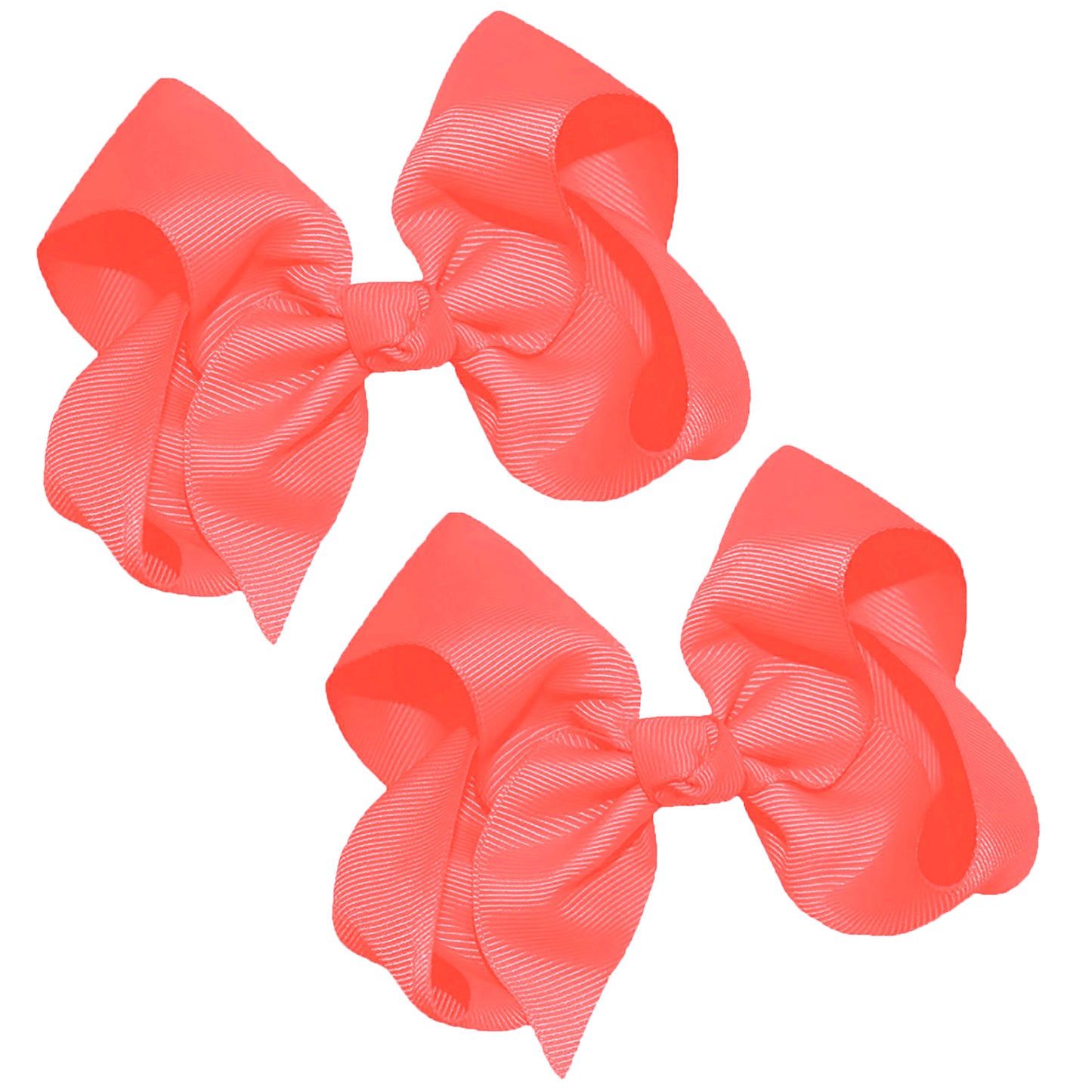 WD2U Girls Set of Two 4" Solid Grosgrain Pigtail Hair Bows French Clip Barrettes