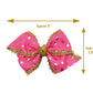 WD2U Baby Girls 2 Pink & Metallic Gold Princess Grosgrain 3" Pigtail Hair Bows Alligator Clips