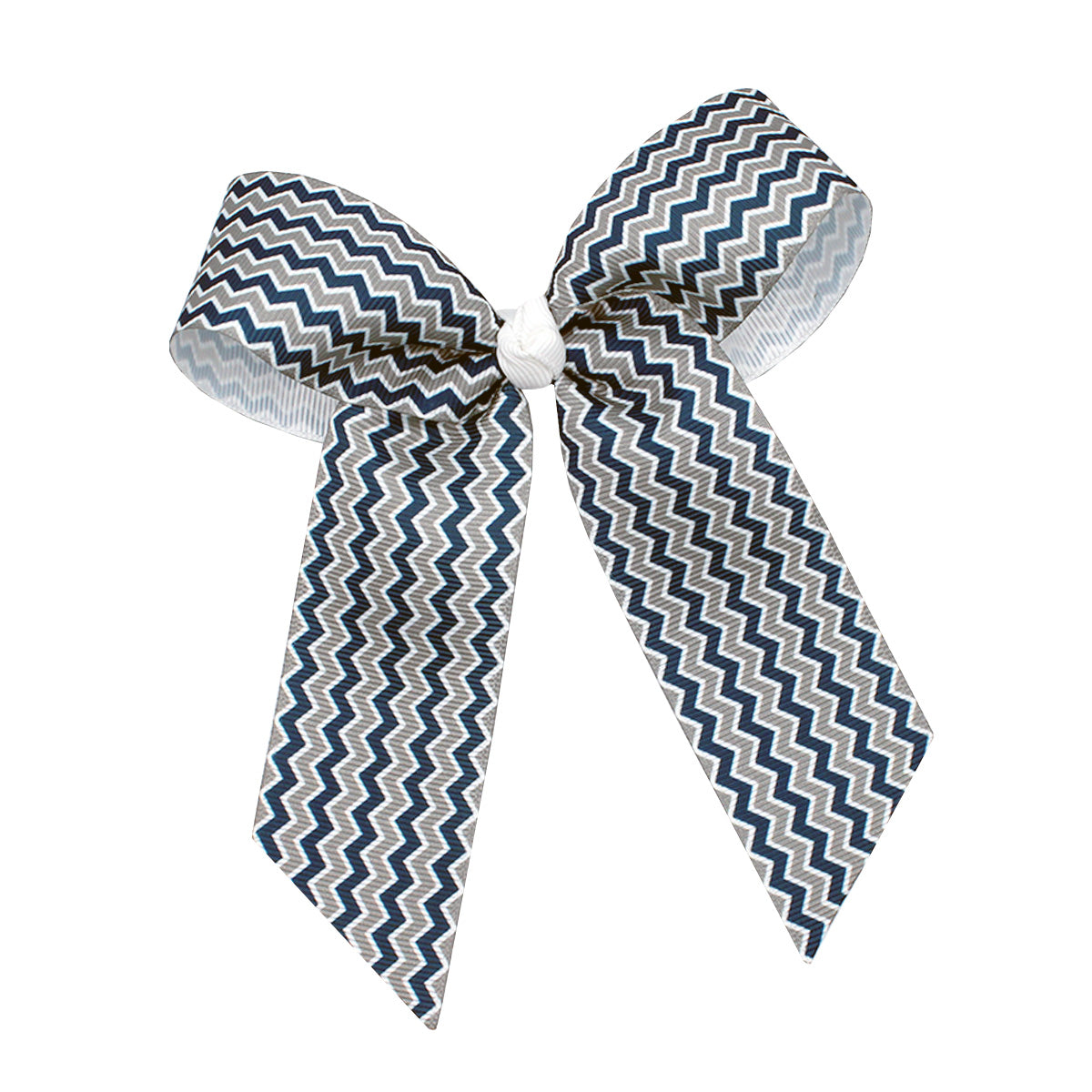 WD2U Girls 4" Navy Silver Chevron Grosgrain Hair Bows with Tails French Clip Barrette