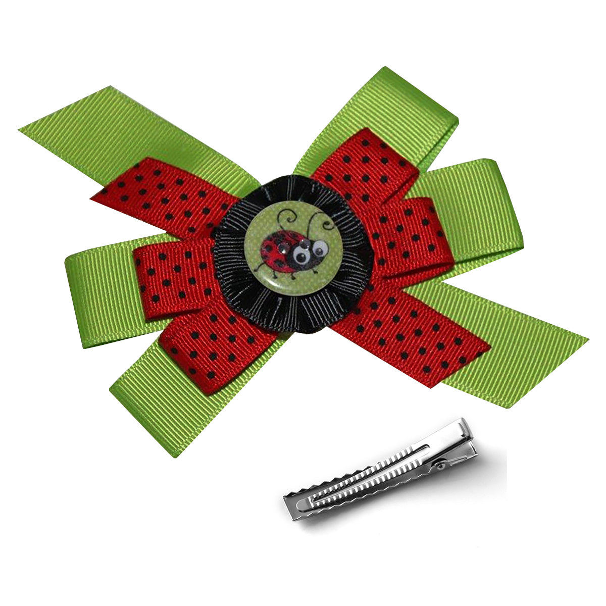 WD2U Baby Girls 4.5" Adorable Ladybug Button Hair Bow Alligator Clip