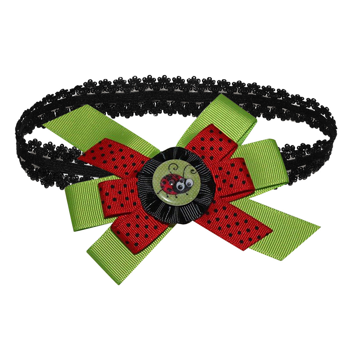 WD2U Baby Girls 4.5" Adorable Ladybug Button Hair Bow Stretch Headband