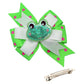 WD2U Girls 5" Sequin Frog Dotted Grosgrain Hair Bow French Clip Barrette