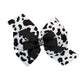 WD2U Girls 5" Layered Black White Holstein Cow Grosgrain Hair Bow French Clip