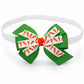 Green bow with carrot pattern on a white headband