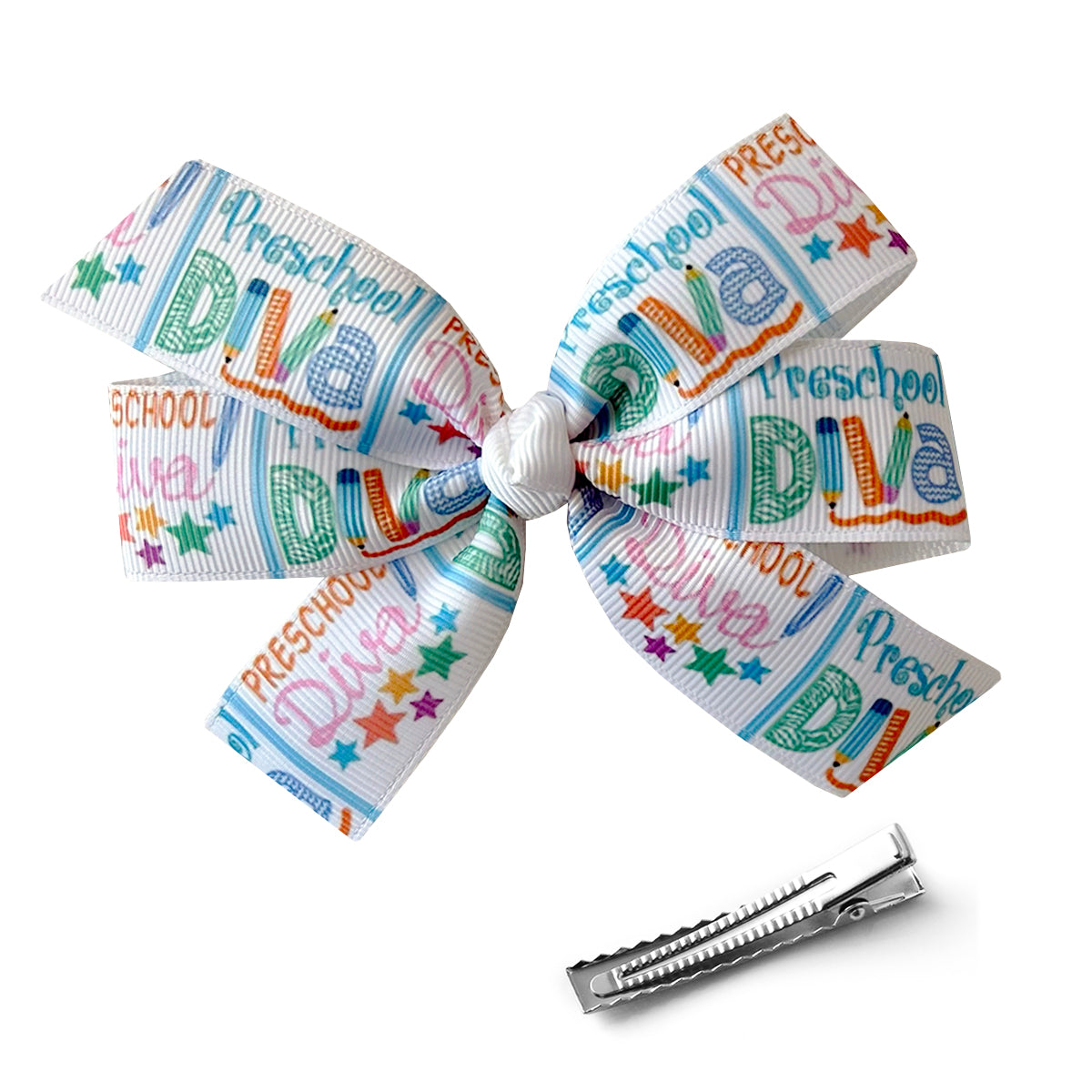 WD2U Girls 4.5" Preschool Diva Back to School Hair Bow Alligator Clip