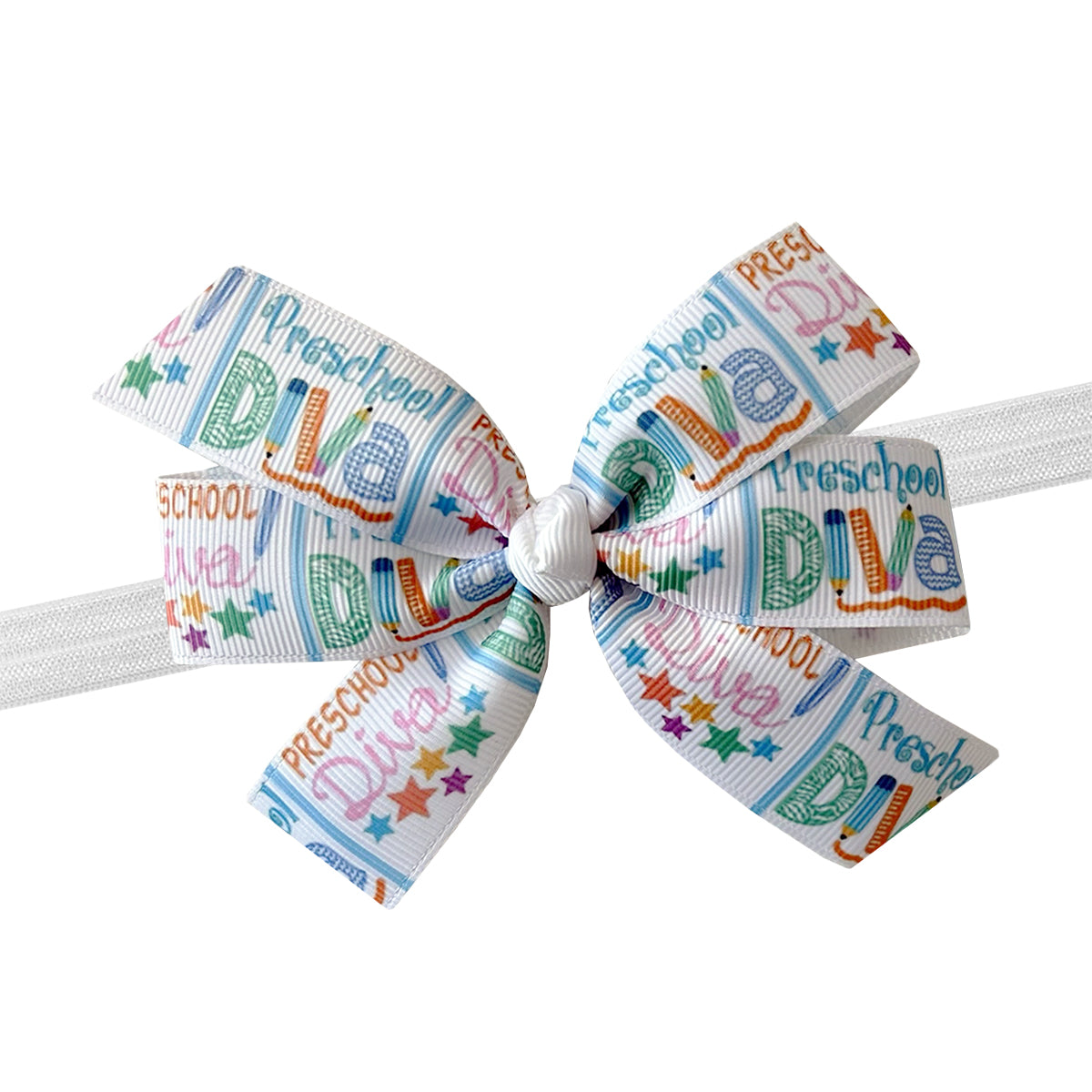 WD2U Baby Girls 4.5" Preschool Diva Back to School Hair Bow Stretch Headband