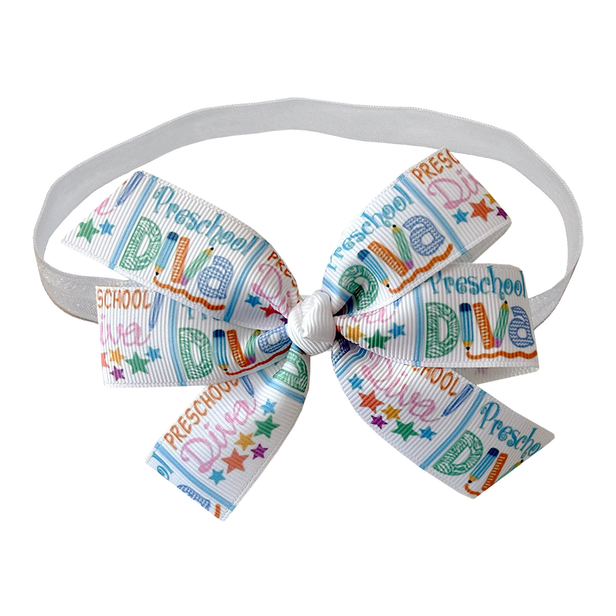 WD2U Baby Girls 4.5" Preschool Diva Back to School Hair Bow Stretch Headband