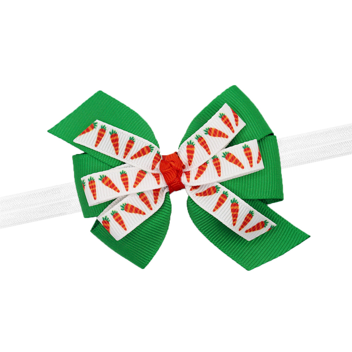 Baby Girls Infant Bunny Bait Carrot Hair Bow 3" Stretch Headband for Easter Spring