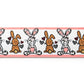 Decorative ribbon with cartoon bunnies and hearts on a white background