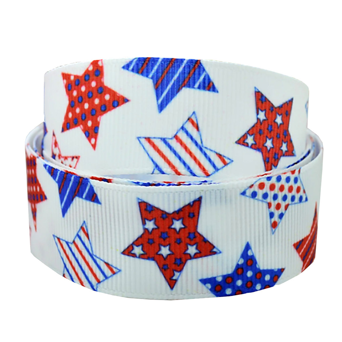 7/8" Red White Blue Stars Patriotic Grosgrain Ribbon Yardage DIY Hair Bows Crafts