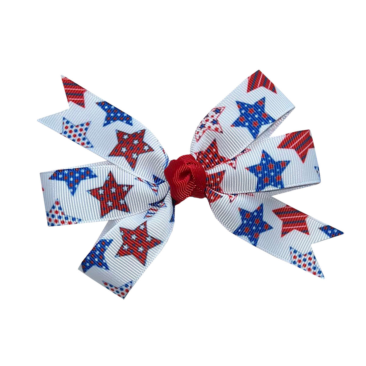 WD2U Girls 4.5" Red White Blue Stars Patriotic Hair Bow French Clip Barrette