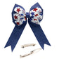 WD2U Girls Large 5" Red White Blue Jean Star Patriotic Hair Bow with Tails French Clip