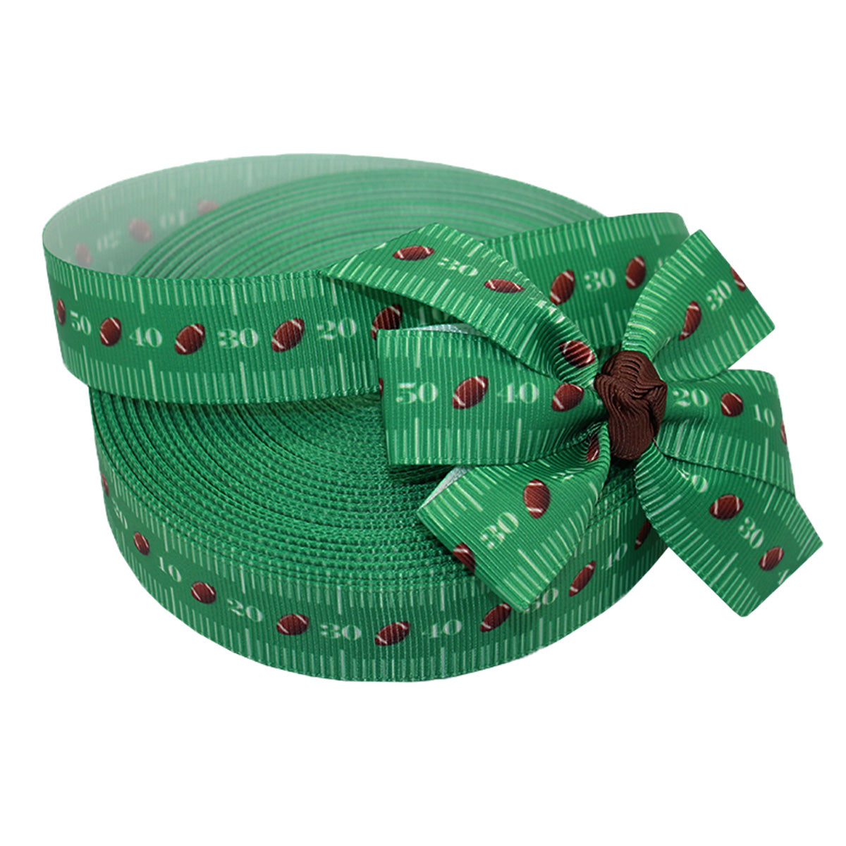 7/8" Football Field Grosgrain Ribbon Yardage DIY Hair Bows Crafts