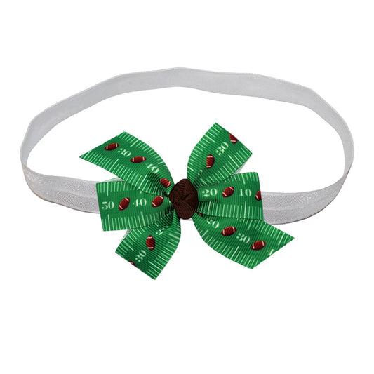 WD2U Baby Girls 3" Football Field Grosgrain Hair Bow Infant Stretch Headband