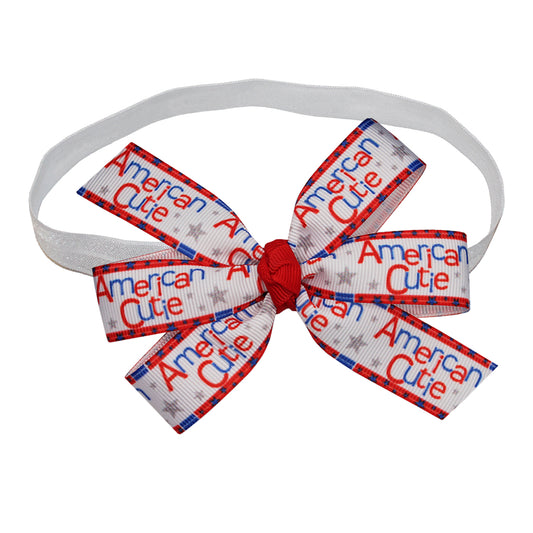 WD2U Baby Girls Assorted 4.5" July 4th Red White Blue Grosgrain Hair Bow Stretch Headband