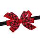 Valentine's Day Black & Red Hearts 4.5" Grosgrain Hair Bow Baby Stretch Headband