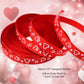 3/8" Grosgrain Ribbon Red with Light Pink Hearts Valentine's Day Print - DIY Hair Bows Crafts Gifts