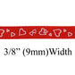 3/8" Grosgrain Ribbon Red with Light Pink Hearts Valentine's Day Print - DIY Hair Bows Crafts Gifts
