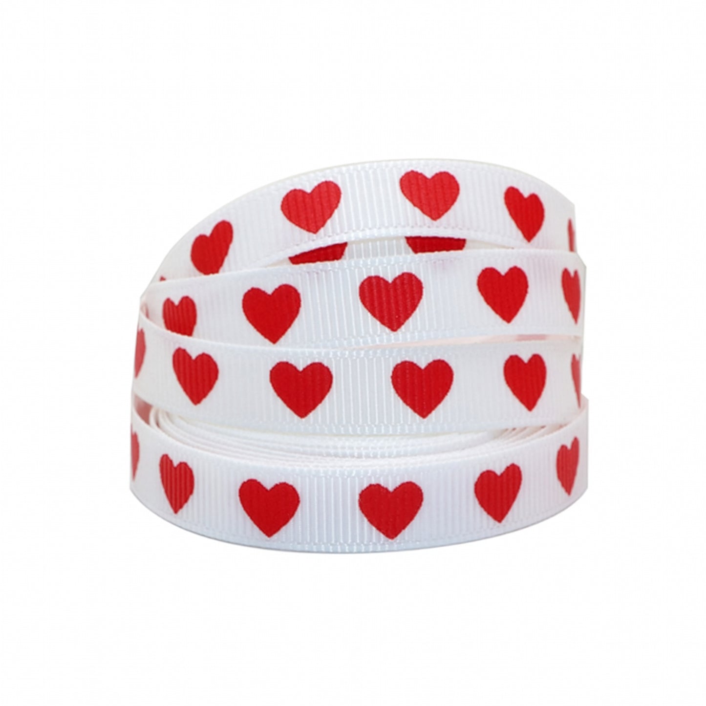 3/8 Inch Red Heart Valentines Grosgrain Ribbon 5 Yards DIY Hair Bows Gift Wrapping Supplies
