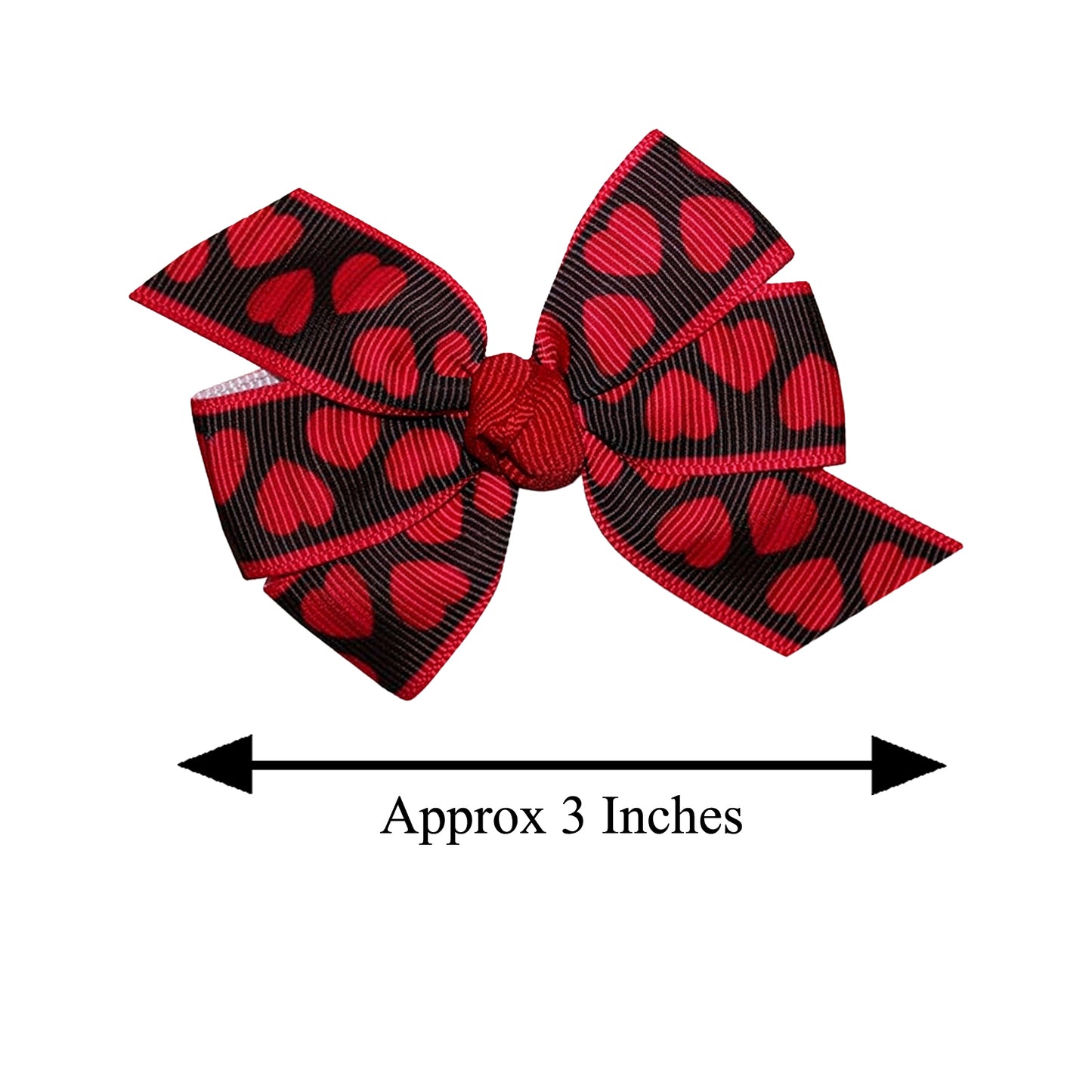 Baby Girls 3" Black Red Hearts Valentine's Day Hair Bow Infant Stretch Headband