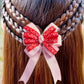 3/8" Grosgrain Ribbon Red with Light Pink Hearts Valentine's Day Print - DIY Hair Bows Crafts Gifts