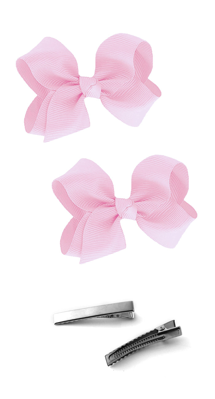 WD2U Baby Girls Set of 2 Small Grosgrain 3" Pigtail Hair Bows Alligator Clips