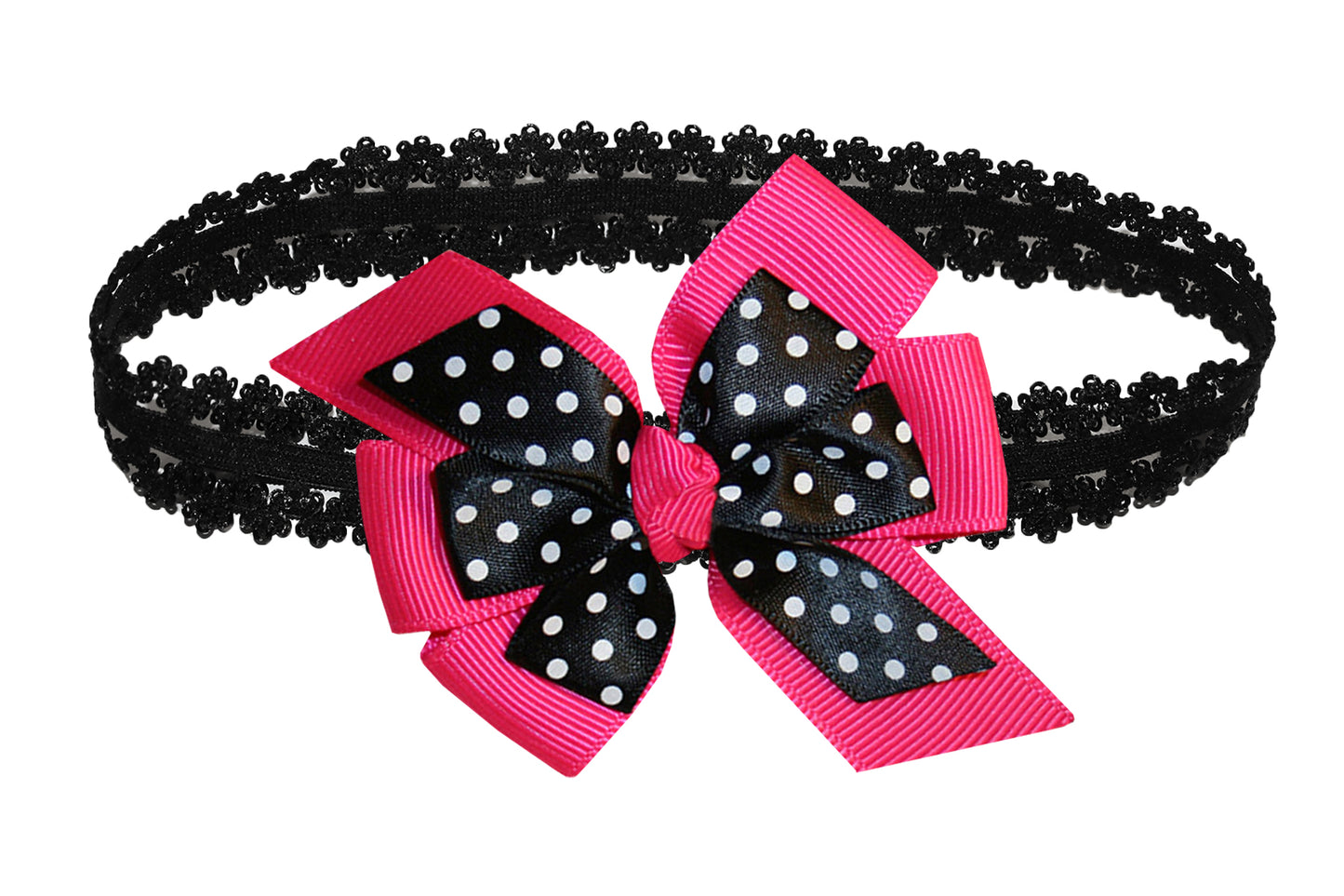 WD2U Baby Girls Infant 3" Polka Dotted Grosgrain Hair Bow Headband