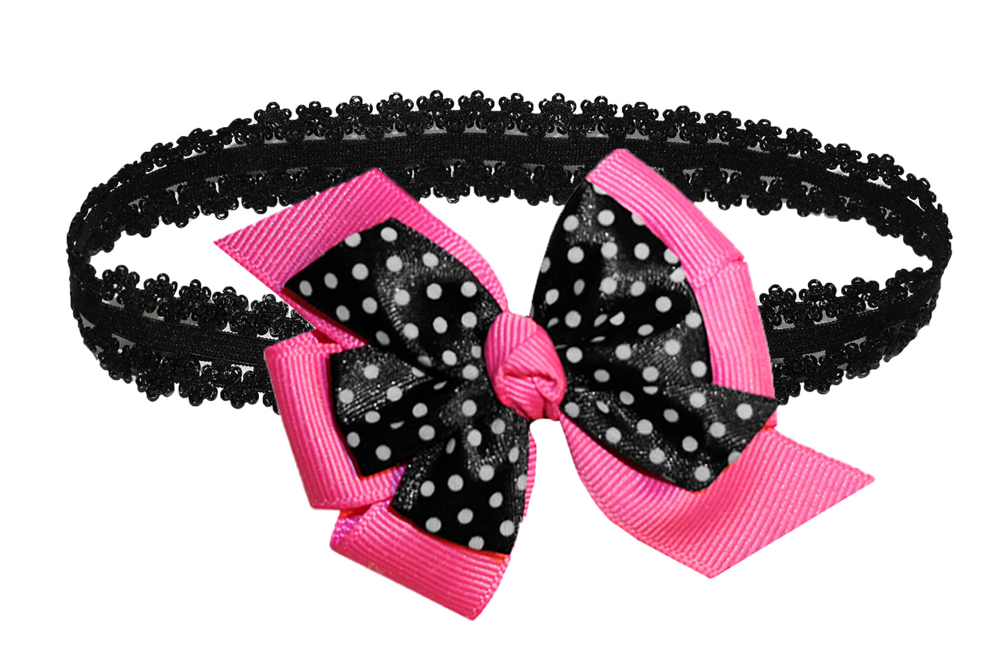 WD2U Baby Girls Infant 3" Polka Dotted Grosgrain Hair Bow Headband