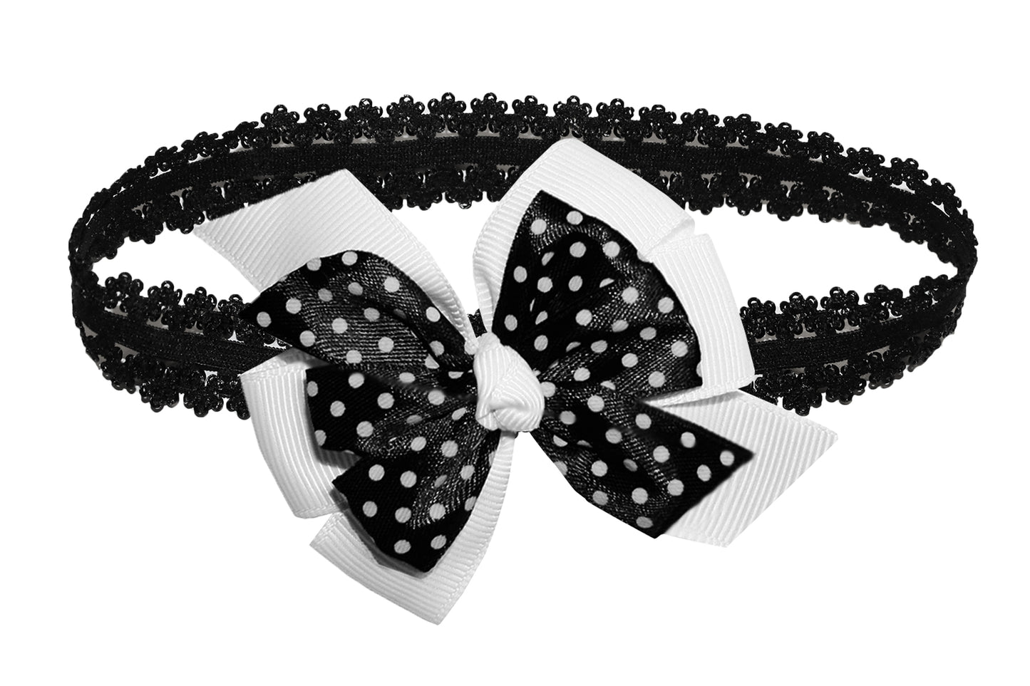 WD2U Baby Girls Infant 3" Polka Dotted Grosgrain Hair Bow Headband