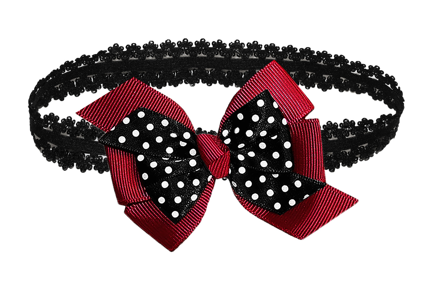 WD2U Baby Girls Infant 3" Polka Dotted Grosgrain Hair Bow Headband