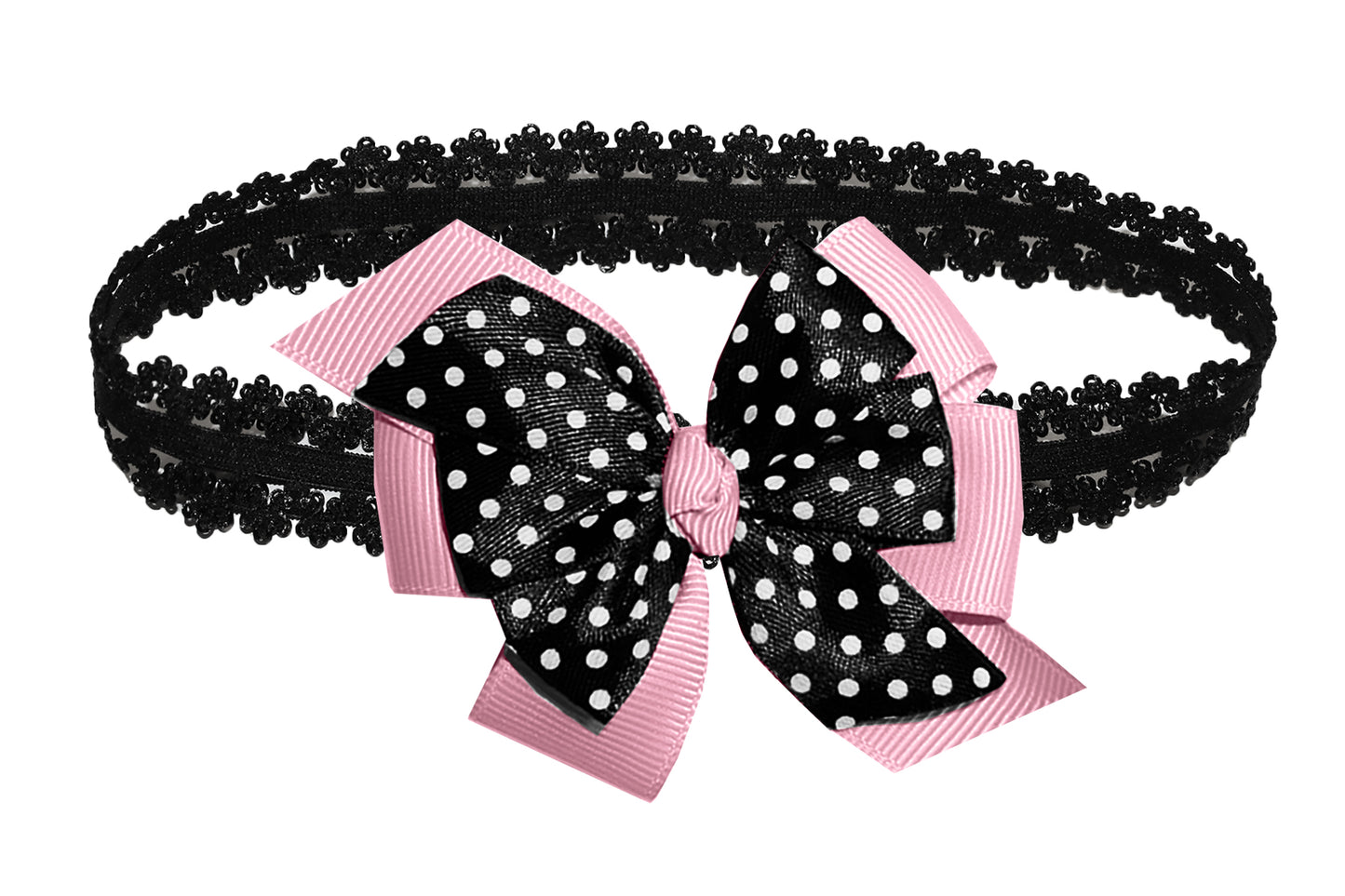 WD2U Baby Girls Infant 3" Polka Dotted Grosgrain Hair Bow Headband