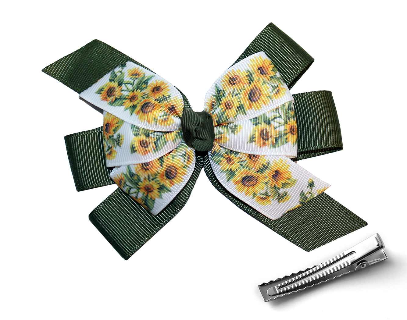 WD2U Girls Country Sunflower Hair Bow Alligator Clip