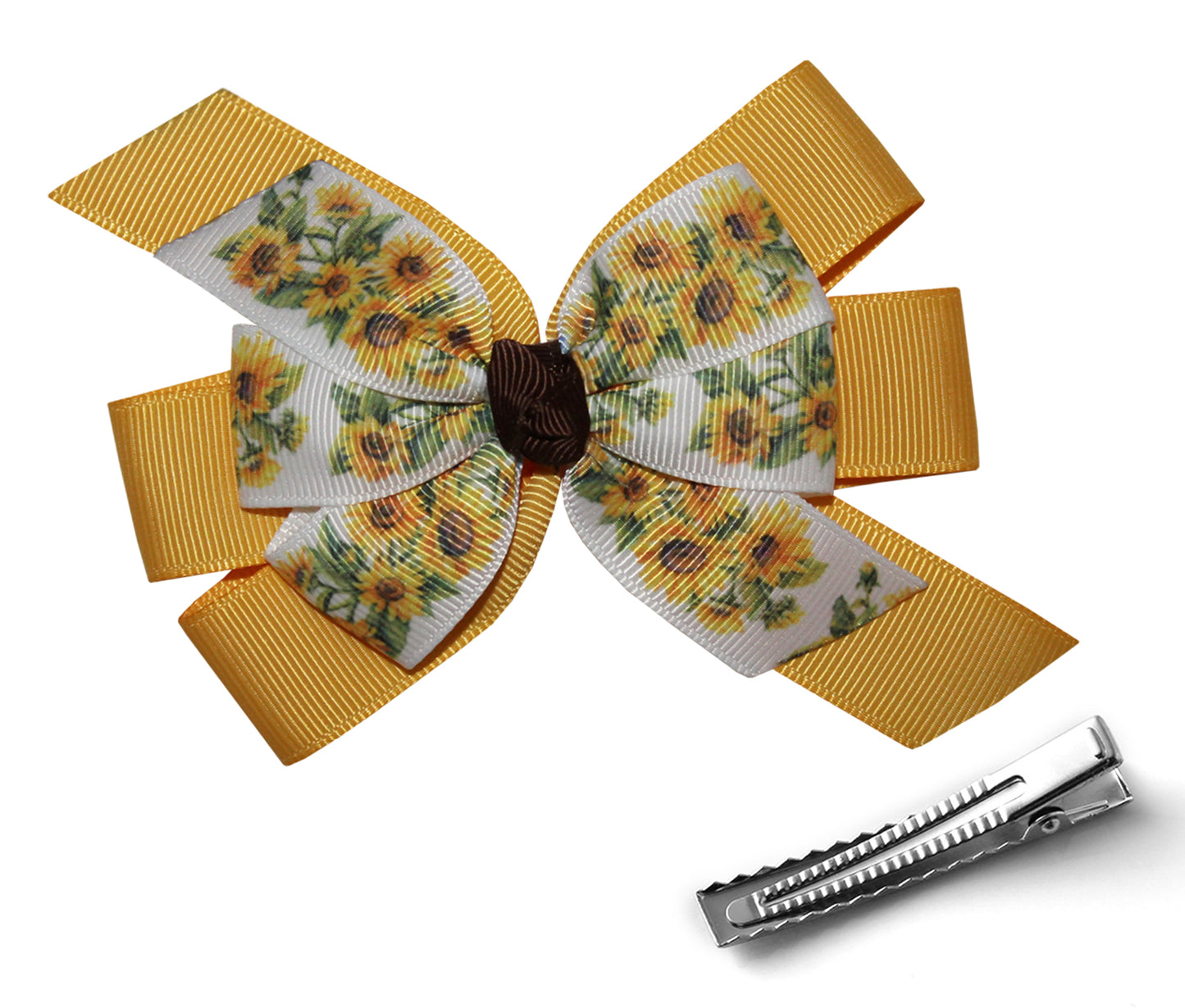 WD2U Girls Country Sunflower Hair Bow Alligator Clip