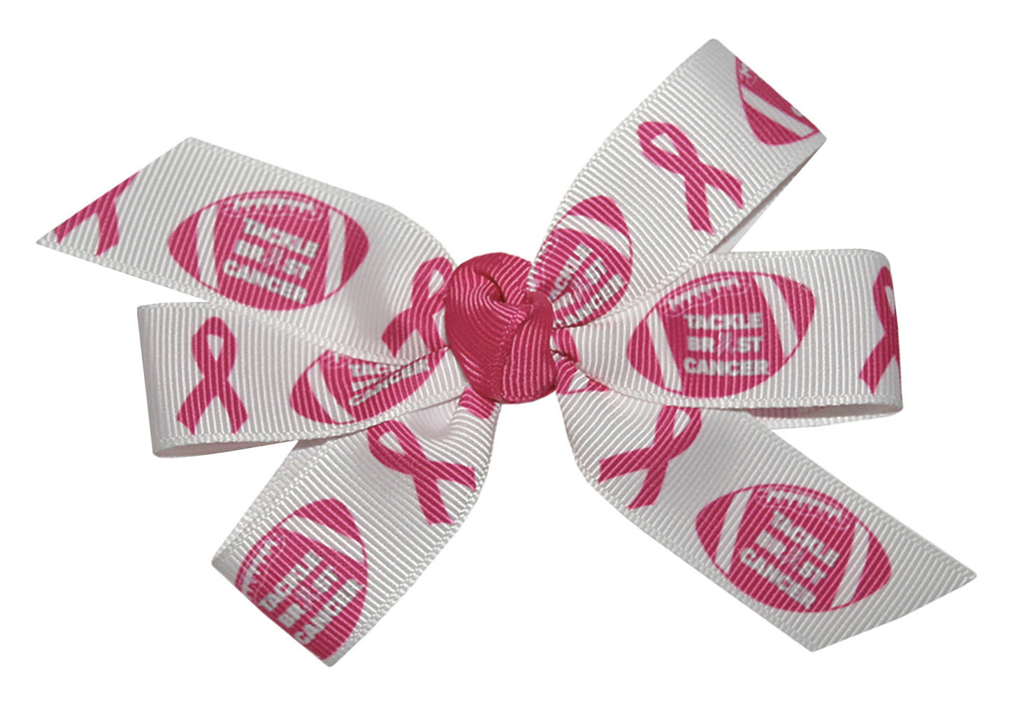 WD2U Girls Tackle Breast Cancer Pink October Football Hair Bow French Clip