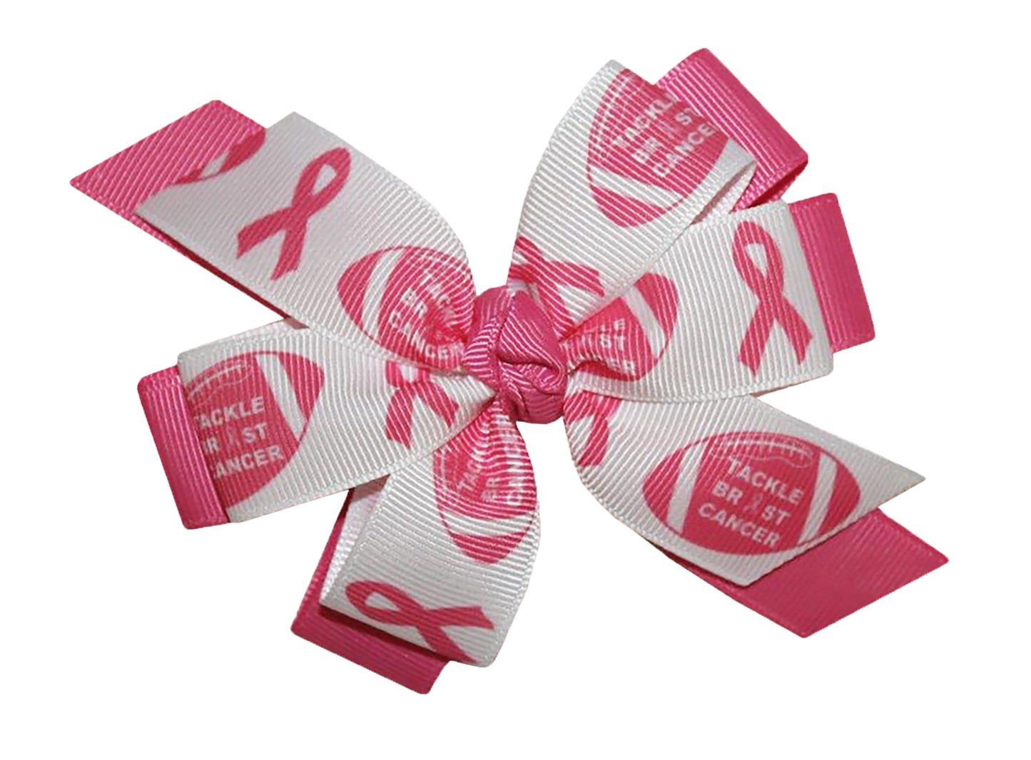 WD2U Deluxe Tackle Breast Cancer Pink October Football Hair Bow French Clip
