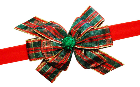 WD2U Girls Traditional Christmas Plaid Holiday Hair Bow Stretch Headband