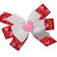 WD2U Girls Glittered Heart Print GrosGrain Valentines Hair Bow French Clip
